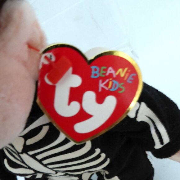 VINTAGE 1996 TY BEANIE BABIES KIDS TUMBLES GLOW IN DARK SKELETON COSTUME & MASK - Picture 4 of 10